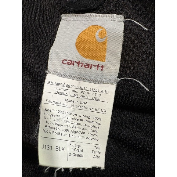 Vintage Black Active Y2K Carhartt Hooded Work Wear Jacket X Large - Picture 4 of 5